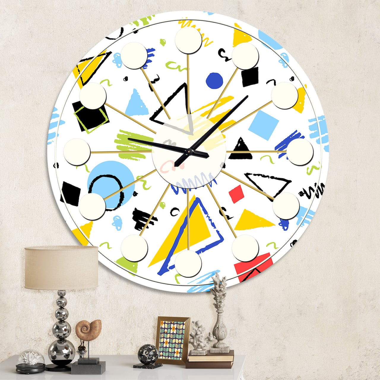 Designart Geometric Retro Design III Mid-Century Modern Wall Clock